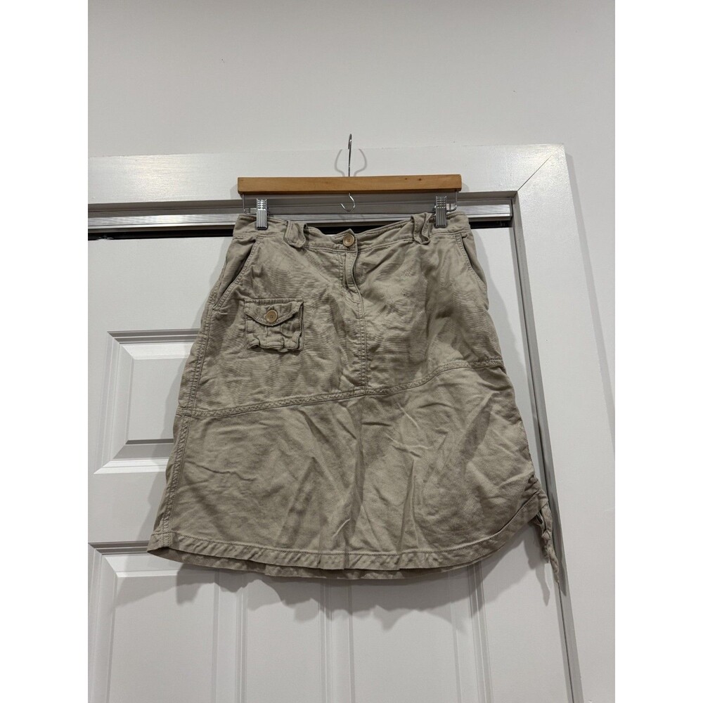 Eileen Fisher Womens Beige M Cotton Cargo Mini Skirt Khaki Festival Army Utility